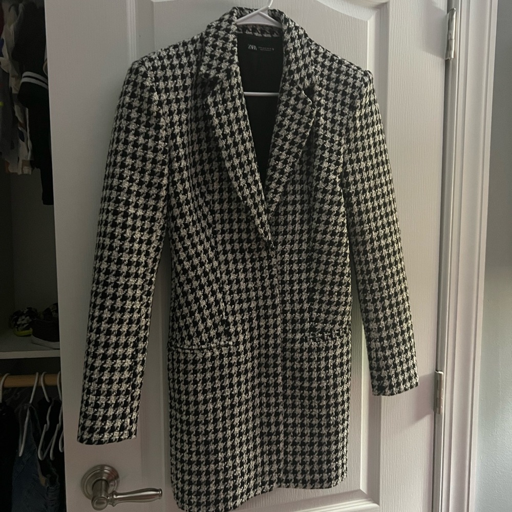 ZARA Houndstooth Structured Blazer Mini Dress